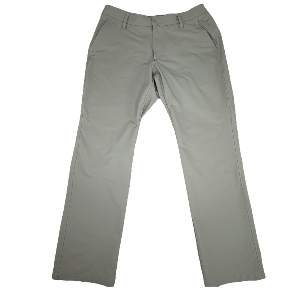Under Armour Performance Men's Golf Pants Sz 38x32 Khaki Tan Flat Front Stretch